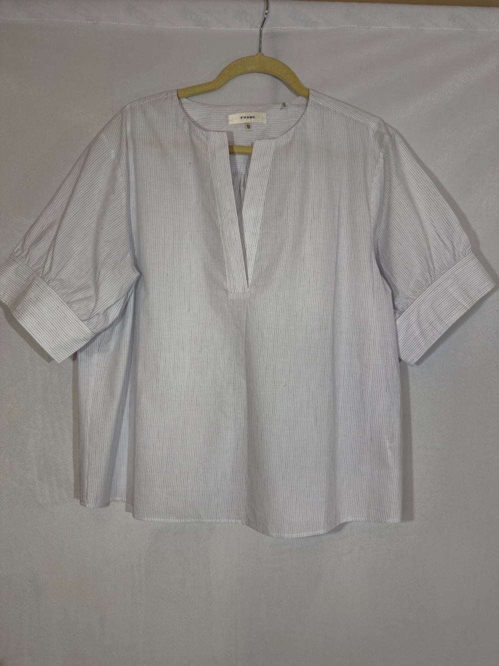 Frame V-neck Popover Short Sleeve Cotton Top Blouse Size XL EUC - Picture 5 of 13